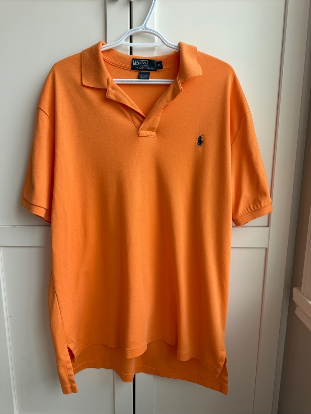 Vintage Y2K Polo by Ralph Lauren Orange Polo Shirt Men’s XL Tennis Tail Hem